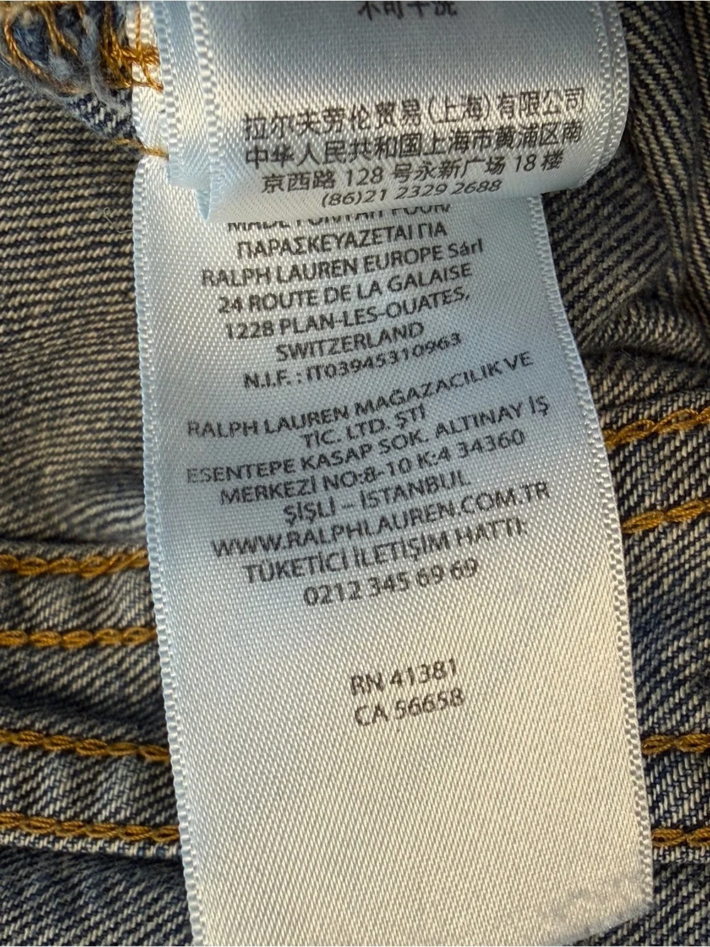 Polo Ralph Lauren Denim Trucker Jacket Kids Size 7 American Flag Patch Logo Snap